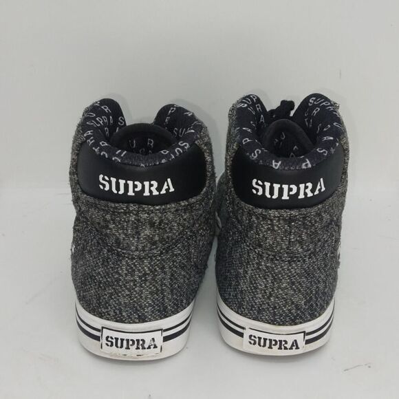 Supra Boys Pre-owned Hi Top Gray/Black Tweed Sneakers - sz. 5 - Picture 4 of 6